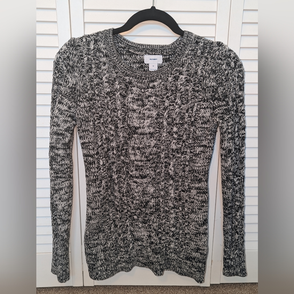 Old Navy Chunky Sweater, Black/White, Size XS, worn once